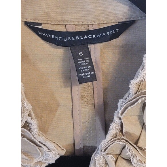 White House Black Market Military Khaki Jacket 6 Nehru Collar 70s Vibe - Picture 10 of 13